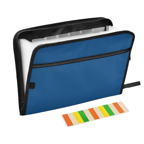Preußische blaue Papier-Aktenordner, 13 Taschen, A4, Briefgröße mit Reißverschluss, zur Aufbewahrung von Dokumenten, zum Aufhängen, erweiterbarer Aktenordner Preußische blaue Papier-Aktenordner, 13 Taschen, A4, Briefgröße mit Reißverschluss, zur Aufbewahrung von Dokumenten, zum Aufhängen, erweiterbarer Aktenordner von SyXIOP