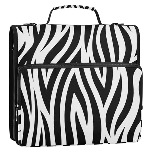 Ringbuch-Organizer mit 3 Ringen, Tierdruck, 3,8 cm, mit Griff und abnehmbarem Schultergurt, wasserdicht, für die Mittelschule, Encuadernador de Cartera, Schwarz / Weiß Ringbuch-Organizer mit 3 Ringen, Tierdruck, 3,8 cm, mit Griff und abnehmbarem Schultergurt, wasserdicht, für die Mittelschule, Encuadernador de Cartera, Schwarz / Weiß von SyXIOP