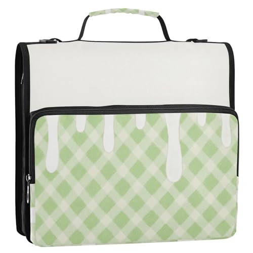 Ringbuch mit 3 Ringen, 3 Ringe, mit Reißverschluss, leicht zu transportieren, Portfolio-Organizer für Schule und Büro, Grün von SyXIOP