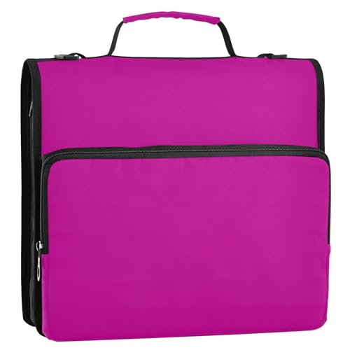Ringbuch mit 3 Ringen, Reißverschluss, mit Schultergurt, mehrere Taschen, Schulordner, Organizer für Schule/Büro, 3,8 cm, Rosa Ringbuch mit 3 Ringen, Reißverschluss, mit Schultergurt, mehrere Taschen, Schulordner, Organizer für Schule/Büro, 3,8 cm, Rosa von SyXIOP