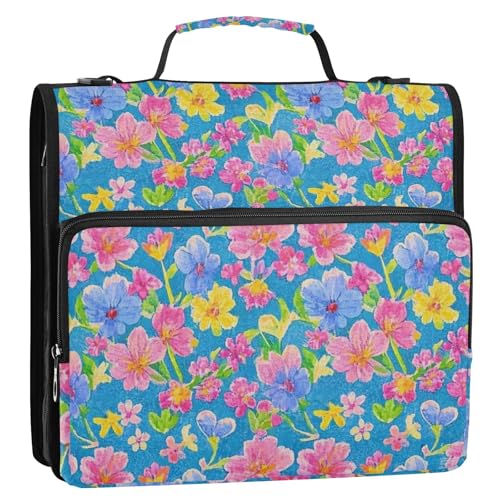 Ringbuch mit 3 Ringen, Vintage-Stil, Blumenmuster, mit Reißverschluss, Schultergurt und Griff, inklusive Reißverschlusstasche, Dokumenten-Organizer, Tasche für Schule und Büro, Organizer de la carpeta Ringbuch mit 3 Ringen, Vintage-Stil, Blumenmuster, mit Reißverschluss, Schultergurt und Griff, inklusive Reißverschlusstasche, Dokumenten-Organizer, Tasche für Schule und Büro, Organizer de la carpeta von SyXIOP