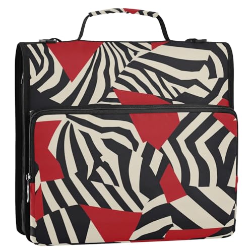 Ringbuch mit 3 Ringen, mit Reißverschluss und Schultergurt und Griff, mehrere Taschen, Schulbedarf, Organizer für Schule, Clip de Cremallera escolar mit Tiermuster, 3,8 cm, Schwarz / Rot Ringbuch mit 3 Ringen, mit Reißverschluss und Schultergurt und Griff, mehrere Taschen, Schulbedarf, Organizer für Schule, Clip de Cremallera escolar mit Tiermuster, 3,8 cm, Schwarz / Rot von SyXIOP