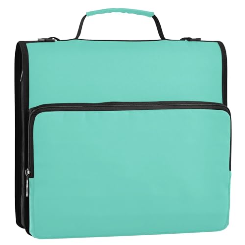 Ringbuch mit 3 Ringen, mit extra Taschen, mit Schultergurt und Griff, mehrere Taschen, Schulordner, Organizer für Mittelschule, Encuadernador de cremallera, Türkisblau Ringbuch mit 3 Ringen, mit extra Taschen, mit Schultergurt und Griff, mehrere Taschen, Schulordner, Organizer für Mittelschule, Encuadernador de cremallera, Türkisblau von SyXIOP
