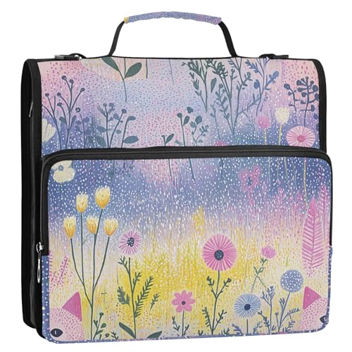 Ringbuch mit Reißverschluss, Sommerblumen, helle Farbe, 3 Ringe, mit Griff und abnehmbarem Schultergurt, mehrere Taschen, Reißverschluss, Portfolio für Mittelschüler, Gestor de encuadernación de Ringbuch mit Reißverschluss, Sommerblumen, helle Farbe, 3 Ringe, mit Griff und abnehmbarem Schultergurt, mehrere Taschen, Reißverschluss, Portfolio für Mittelschüler, Gestor de encuadernación de von SyXIOP