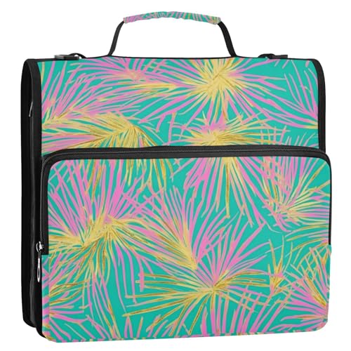 Ringbuch mit tropischen Palmen, rosa und goldfarbenen Blättern, 3 Ringe, mit extra Taschen, mit Schultergurt und Griff, leicht zu transportieren, Portfolio-Organizer für Mittelschule, Organisadores de Ringbuch mit tropischen Palmen, rosa und goldfarbenen Blättern, 3 Ringe, mit extra Taschen, mit Schultergurt und Griff, leicht zu transportieren, Portfolio-Organizer für Mittelschule, Organisadores de von SyXIOP