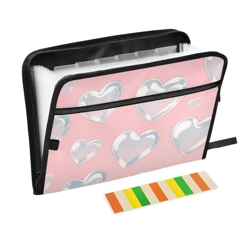 Romantischer silberfarbener Herzordner mit Taschen, 13 Taschen, A4, Briefgröße mit Reißverschluss, für Zuhause, Büro, Reisen, Ordner mit Taschen, Carpetas de Romantischer silberfarbener Herzordner mit Taschen, 13 Taschen, A4, Briefgröße mit Reißverschluss, für Zuhause, Büro, Reisen, Ordner mit Taschen, Carpetas de von SyXIOP