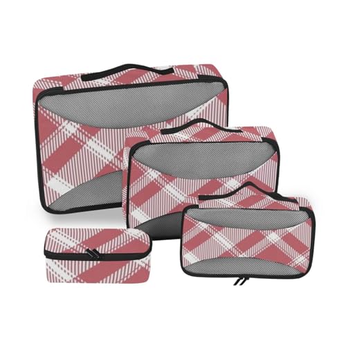 Rotes Schachbrett-Set, Organizer, Reisekoffer, Netzstoff, Reiseutensilien, erweiterbares Packwürfel-Set, 4-teilig von SyXIOP