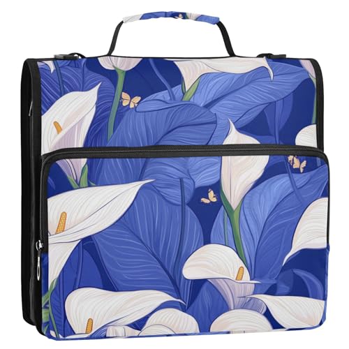 Safari Calla Lily Ringbuch mit 3 Ringen, Reißverschluss, mit Griff und abnehmbarem Schultergurt, Portfolio, Organizer für Mittelschüler, Organizer de la carpeta, Königsblau Safari Calla Lily Ringbuch mit 3 Ringen, Reißverschluss, mit Griff und abnehmbarem Schultergurt, Portfolio, Organizer für Mittelschüler, Organizer de la carpeta, Königsblau von SyXIOP