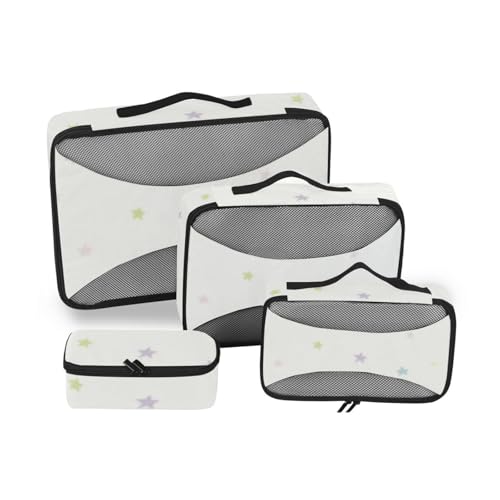 Schöne bunte Sterne, 4-teiliges Set, Organizer, Reisekoffer, Netzstoff, Reiseutensilien, tragbare Packwürfel für Koffer von SyXIOP