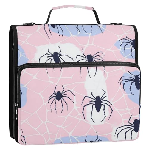Simple Spider Blue Peach 3,8 cm 3-Ringe Reißverschluss Ordner Organizer mit Schultergurt Laege Kapazität Dokumente Dateien Aufbewahrungstasche für Mittelschüler Gestor de encuadernación de documentos von SyXIOP