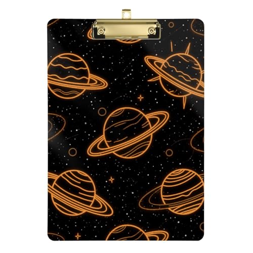 Space Planet Klemmbrett für Krankenschwestern, A4, Querformat, wasserdicht, für Klassenzimmer, Lehrer, Gymnasium, Größe 22,9 x 30,5 cm, Orange / Schwarz Space Planet Klemmbrett für Krankenschwestern, A4, Querformat, wasserdicht, für Klassenzimmer, Lehrer, Gymnasium, Größe 22,9 x 30,5 cm, Orange / Schwarz von SyXIOP
