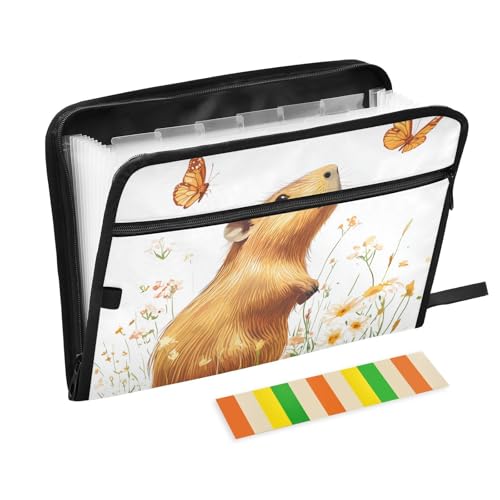 Sweet Capybara Dokumentenmappe mit Reißverschluss, 13 Fächer, A4, Briefgröße mit Reißverschluss, für Zuhause, Büro, Aktenaufbewahrung, Organizer, Braun Sweet Capybara Dokumentenmappe mit Reißverschluss, 13 Fächer, A4, Briefgröße mit Reißverschluss, für Zuhause, Büro, Aktenaufbewahrung, Organizer, Braun von SyXIOP