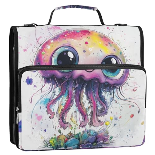 Sweet Jellyfish 3,8 cm Ringbuch mit extra Taschen mit Schultergurt und Griff, mehrere Taschen, Portfolio, Organizer für Schule und Büro, Gestor de documentos von SyXIOP