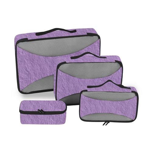 Violettes 4-teiliges Reisegepäck-Organizer-Set, Netzstoff, Reiseutensilien, leichte Gepäckverpackungswürfel von SyXIOP