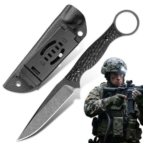 EDC Messer Full Tang Outdoor Knife Jagdmesser aus AUSB Feste Klinge und G10 Griff - inklusive Kydex Scheide für Outdoor, Camping, Angeln, Jagen, Wandern von Syagot