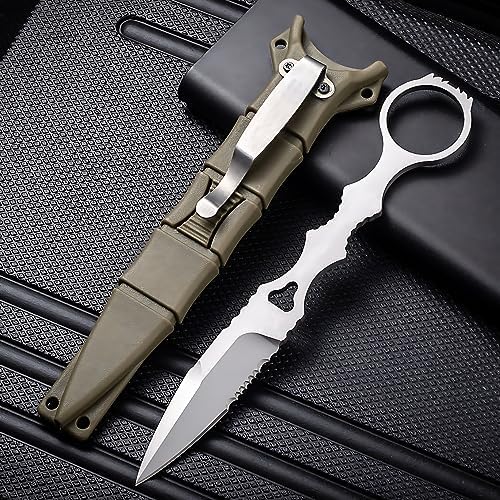 Klein Messer, EDC Messer mit Kydex Scheide,Pocket Knife, 17CM 440C Feststehende Klinge, Scharfes Taschenmesser Taschenwerkzeug Gürtelmesser für Outdoor Camping von Syagot