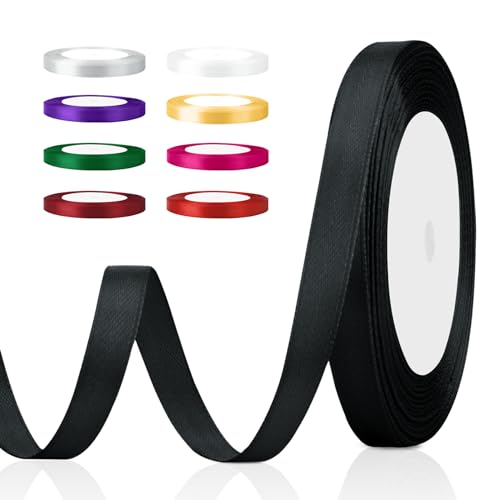 Geschenkband, Trauerschleife, Satinband Schwarz, Schleifenband, Trauerband, Ribbon Band, Schwarze Schleife, Haare Schleifenband, Dekoband, Trauerflor Auto von SycloPak