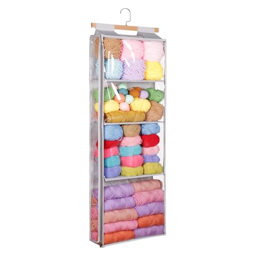 Syeeiex Hängend Garn Aufbewahrungstasche Mit 4 große Fächer, Stricktaschen Aufbewahrungstasche für Wolle Mit Reißverschluss, Garn Organizer Tasche für Häkeln, Stricken, Kreuzstich und Anderes Zubehör Syeeiex Hängend Garn Aufbewahrungstasche Mit 4 große Fächer, Stricktaschen Aufbewahrungstasche für Wolle Mit Reißverschluss, Garn Organizer Tasche für Häkeln, Stricken, Kreuzstich und Anderes Zubehör von Syeeiex