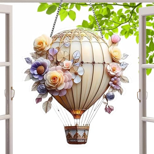 Syengery Heißluftballon Deko | Bunte Hängbare Acryl Ballon Anhänger,Acryl Charmante Rasen Deko Artikel Dekorative Bunte Heimdekoration Für Garten Hof von Syengery