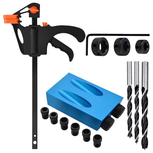 Syengery Pocket Screw Jig Kit - 15 Grad Holzbearbeitungsschablone,Präzisions-Bohrvorrichtung Für Möbelbau Schränke Zimmerei Eckverbindungen Syengery Pocket Screw Jig Kit - 15 Grad Holzbearbeitungsschablone,Präzisions-Bohrvorrichtung Für Möbelbau Schränke Zimmerei Eckverbindungen von Syengery
