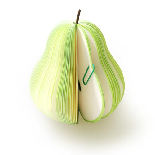 SYFUNLV Haftnotizen Apple,100 Blatt Kinder Haftnotizen,3D Birne Shape Memo Notizblöcke,Notizblock für Obstform,Hinweis Briefpapier,Neuheit Büro,für Kinder, Studenten,Mitbewohner (Birne) von Syfunlv