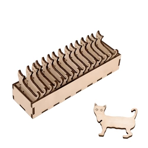SYFUNLV Holzspulen-Set, Kätzchenspule Aus Holz,Kaninchen Garnhalter,Stickgarn-Organizer, Spulen-Organizer,Dekorative Stickspulen,Fadenhalter in Tierform,für Stickerei, Haarflechten (Katze) von Syfunlv