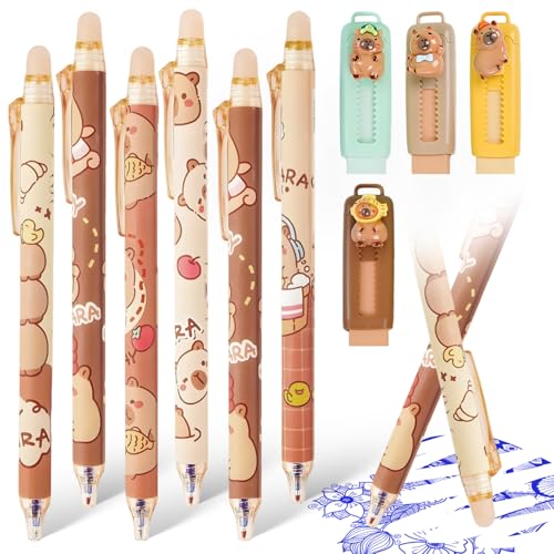 Capybara Stifte Set 4 Einziehbarer Radiergummi 6 Radierbarer Kugelschreiber 0.5mm Tintenroller Radierbar Capybara Schulsachen für Studenten Geschenk Bürobedarf Motto-Partygeschenke Capybara Stifte Set 4 Einziehbarer Radiergummi 6 Radierbarer Kugelschreiber 0.5mm Tintenroller Radierbar Capybara Schulsachen für Studenten Geschenk Bürobedarf Motto-Partygeschenke von Syhdfxknp