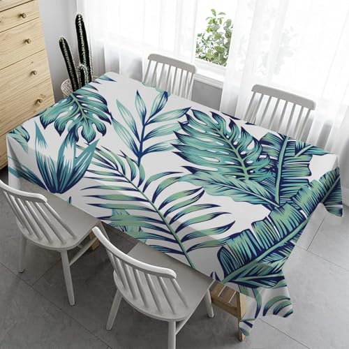 Outdoor Tischdecke Wetterfest 120x120 cm Blattdrucke Bierzeltgarnitur Bügelfreie Abwaschbaren für Biertische Küche Esstisch Wohnzimmertisch Tropische PflanzenR5 von Syhi Qlty