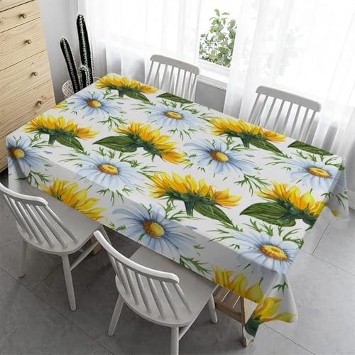Sonnenblume Tischdecke Abwischbare Tischdecke 120x160 cm - Wilde Blumen Tischdecke Outdoor Rechteckig Tischdecke Bierzeltgarnitur Abwaschbar Wetterfest Tischdecken für Garten GeburtstagA&121 von Syhi Qlty