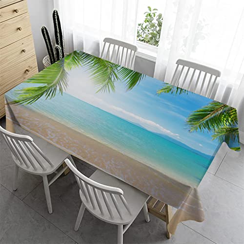 Syhi Qlty Bierzeltgarnitur Klein Tischdecke Abwaschbar 100x140 cm - Tischdecke Outdoor Tischdecken Fleckschutz Gartentischdecke Wasserabweisend Stoff Table Cloth - Meer Strand 1 von Syhi Qlty