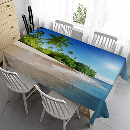 Syhi Qlty Bierzeltgarnitur Klein Tischdecke Abwaschbar 100x140 cm - Tischdecke Outdoor Tischdecken Fleckschutz Gartentischdecke Wasserabweisend Stoff Table Cloth - Strand Palme von Syhi Qlty