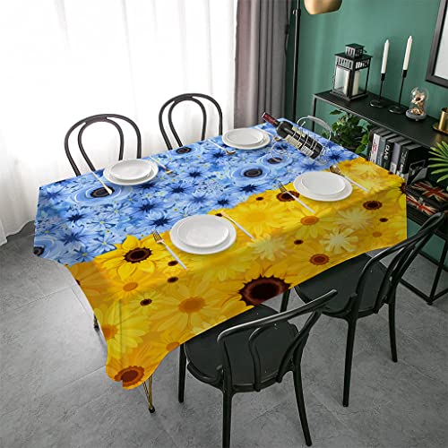 Syhi Qlty Outdoor Tischdecke Wetterfest 120x120 cm - Tischdecke Bierzeltgarnitur Bügelfreie Abwaschbare Tischdecken für Biertische Küche Esstisch Wohnzimmertisch - Blau Gelb Blume von Syhi Qlty