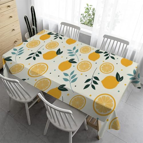 Zitrone Tischdecke Outdoor Tischdecke Wetterfest 120x120 cm - Blatt Tischdecke Bierzeltgarnitur Bügelfreie Abwaschbare Tischdecken für Biertische Küche Esstisch Wohnzimmertisch(A204) von Syhi Qlty