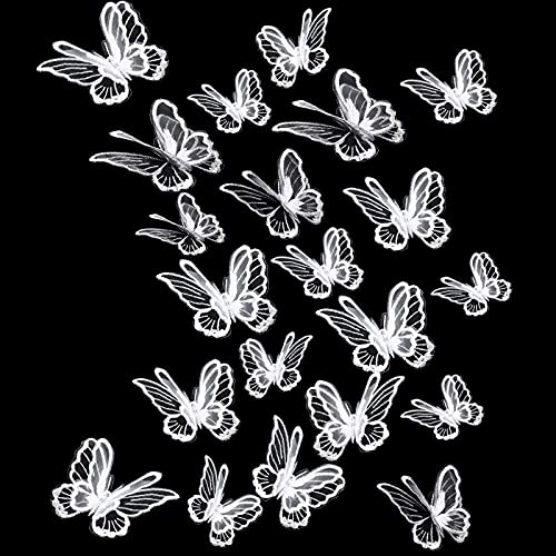 20 Stücke 2 Größen Stickerei Nähen Aufbügeln Schmetterling Patch Doppelschichten Organza Patches Spitze Applikationen für Hochzeit Brautkleid Nähen Handwerk von Syhood