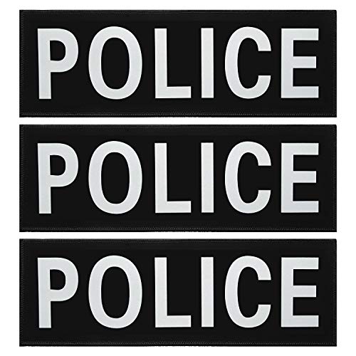 Syhood 3 Stück Polizei-Patches für Westen, 27,9 x 10,2 cm, reflektierend, ultra-schwarz, Polizei-Panel-Aufnäher für Weste, Jacke, Rückwand von Syhood