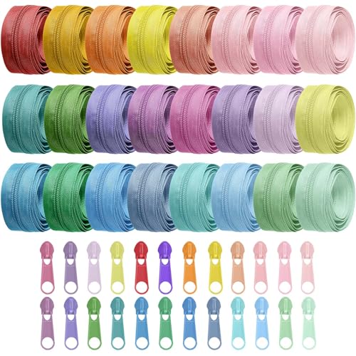 Syhood Reißverschluss-Reparaturset, 24 Farben, Nr. 5, Nylon-Spule, Nähzubehör, Reißverschlussband, Reißverschlüsse pro Yard mit 96 Reißverschlüssen, Schieber, Geldbörsen-Hardware für die Herstellung von Syhood