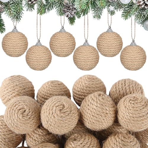 Syhood Weihnachtskugeln, Boho, Bauernhaus, Juteseil, zum Aufhängen, Sackleinen, neutrale, rustikale Ornamente für Weihnachtsbaum, Urlaub, Kranz, Girlande, Hochzeit, Zuhause, 18 Stück Syhood Weihnachtskugeln, Boho, Bauernhaus, Juteseil, zum Aufhängen, Sackleinen, neutrale, rustikale Ornamente für Weihnachtsbaum, Urlaub, Kranz, Girlande, Hochzeit, Zuhause, 18 Stück von Syhood