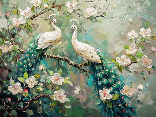 Diamond Painting Pfau, 5D Diamond Painting Bilder Blume Diamond Painting Erwachsene, Diamant Painting Kinder Anfänger Strass Stickerei Malerei Set, für Zimmer Deko Wohnzimmer, Geschenke30x50cm -L542 von Syiboo