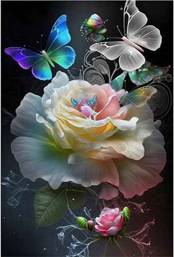 Diamond Painting Schmetterling, Diamant Painting Bilder Blume Diamond Painting Erwachsene Bastelset, 5D DIY Diamond Painting Bilder Kinder Strass Stickerei Malerei Set, Zimmer Deko 50x70cm -Y709 von Syiboo