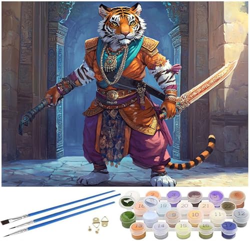 Karikatur Malen Nach Zahlen ab 9 Jahre Mädchen, Malen Nach Zahlen Erwachsene Tiger Muster, Farbe Handgemalt Ölgemälde Kinder Anfänger DIY Bastelset für Wanddeko Wohnzimmer, Ohne Rahmen 30x40cm -1027 von Syiboo