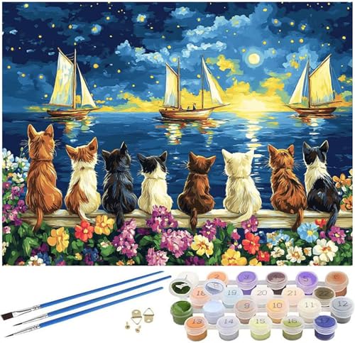 Katze Malen Nach Zahlen ab 9 Jahre Mädchen, Malen Nach Zahlen Erwachsene Segelboot Muster, Farbe Handgemalt Ölgemälde Kinder Anfänger DIY Bastelset für Wanddeko Wohnzimmer, Ohne Rahmen 90x150cm -1084 Katze Malen Nach Zahlen ab 9 Jahre Mädchen, Malen Nach Zahlen Erwachsene Segelboot Muster, Farbe Handgemalt Ölgemälde Kinder Anfänger DIY Bastelset für Wanddeko Wohnzimmer, Ohne Rahmen 90x150cm -1084 von Syiboo