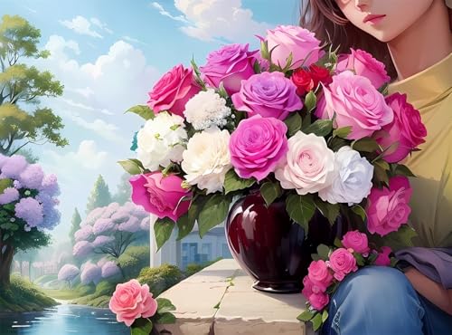 Mädchen Diamant Painting Bilder Erwachsene Kinder, 5D DIY Diamond Painting Set Blume Diamond Painting Zubehör, Eckige Diamand Art Handwerk Stickerei Kits, Deko Wohnzimmer für Frauen 70x90cm -Y114 Mädchen Diamant Painting Bilder Erwachsene Kinder, 5D DIY Diamond Painting Set Blume Diamond Painting Zubehör, Eckige Diamand Art Handwerk Stickerei Kits, Deko Wohnzimmer für Frauen 70x90cm -Y114 von Syiboo
