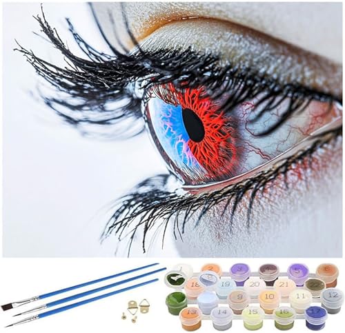 Malen Nach Zahlen Erwachsene Auge Paint by Numbers Farbe Malen Nach Zahlen Kinder Bastelset, 30x40cm Knitterfreie Leinwand Ölgemälde Set mit Pinsel und Acrylfarbe, Wanddeko, Geschenke für Frauen -1032 von Syiboo