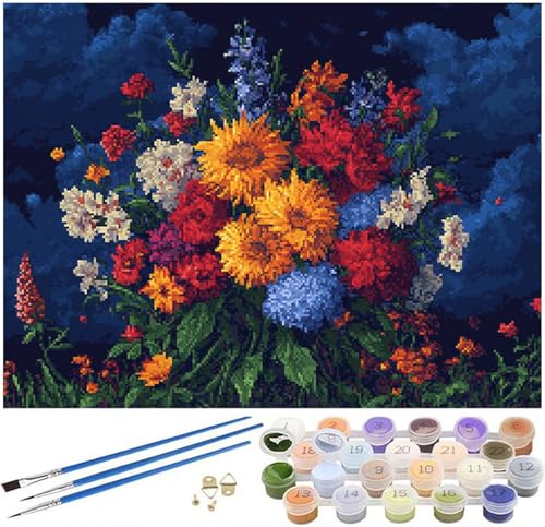 Malen Nach Zahlen Erwachsene Blume, Landschaft Malen Nach Zahlen ab 7 Jahre Mädchen Geschenk, DIY Kinder Paint by Numbers 30x40cm Leinwand mit Pinseln und Acrylpigment für Zimmer Deko Aesthetic -1025 von Syiboo