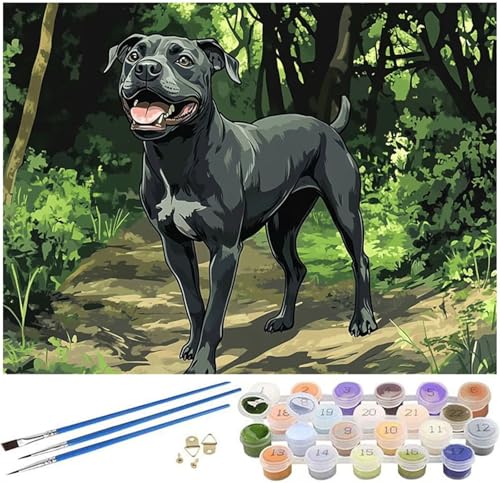 Malen Nach Zahlen Erwachsene Hund Paint by Numbers Wald Malen Nach Zahlen Kinder Bastelset, 30x40cm Knitterfreie Leinwand Ölgemälde Set mit Pinsel und Acrylfarbe, Wanddeko, Geschenke für Frauen -1023 von Syiboo