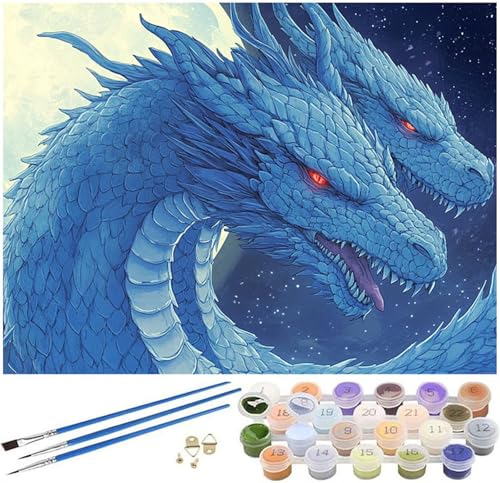 Malen Nach Zahlen Erwachsene Karikatur Paint by Numbers Drachen Malen Nach Zahlen Kinder, 30x40cm Knitterfreie Leinwand Ölgemälde Set mit Pinsel und Acrylfarbe, Wanddeko, Geschenke für Frauen -1020 von Syiboo