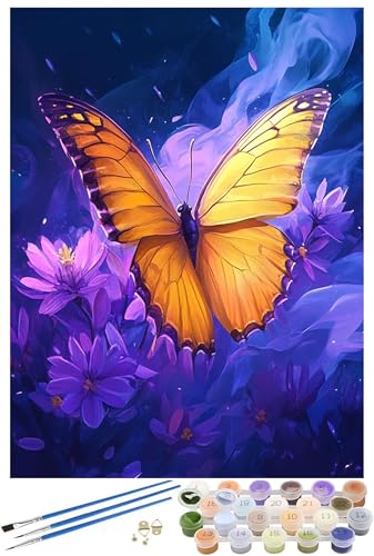 Malen Nach Zahlen Erwachsene Schmetterling Paint by Numbers Blume Malen Nach Zahlen Kinder, 40x50cm Knitterfreie Leinwand Ölgemälde Set mit Pinsel und Acrylfarbe, Wanddeko, Geschenke für Frauen -1319 von Syiboo