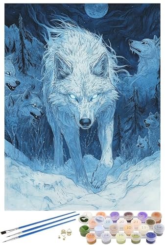 Malen Nach Zahlen Erwachsene Wolf Paint by Numbers Tier Malen Nach Zahlen Kinder Bastelset, 45x60cm Knitterfreie Leinwand Ölgemälde Set mit Pinsel und Acrylfarbe, Wanddeko, Geschenke für Frauen -1165 Malen Nach Zahlen Erwachsene Wolf Paint by Numbers Tier Malen Nach Zahlen Kinder Bastelset, 45x60cm Knitterfreie Leinwand Ölgemälde Set mit Pinsel und Acrylfarbe, Wanddeko, Geschenke für Frauen -1165 von Syiboo
