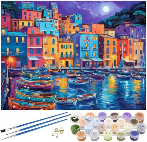 Venedig Malen Nach Zahlen ab 9 Jahre Mädchen,Malen Nach Zahlen Erwachsene Wasserstadt Muster,Farbe Handgemalt Ölgemälde Kinder Anfänger DIY Bastelset für Wanddeko Wohnzimmer,Ohne Rahmen 30x40cm -1036 von Syiboo