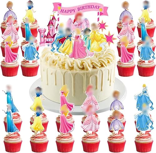 30 pcs Prinzessin Kuchen Dekoration, Cupcake Prinzessin Dekoration, Kuchen Plug-in Dekoration, for Children Princess Theme Party Birthday Party Cake Decoration Supplies von Syijupo